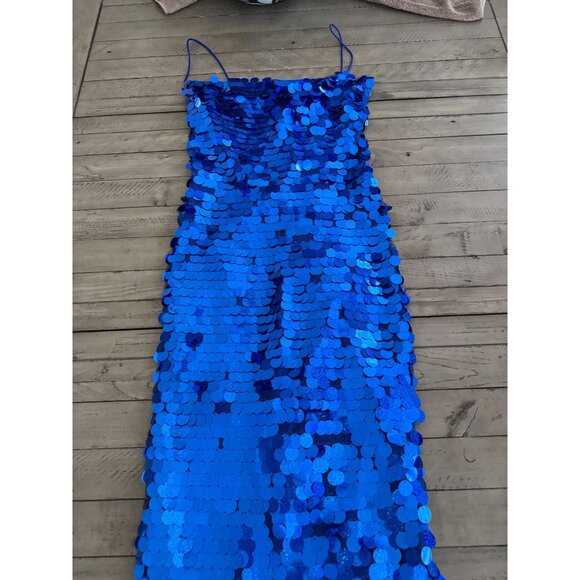 Blue Sequin Midi Dress | size 36 - Picture 6 of 7